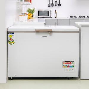 Geepas GCF3506WAH Chest Freezer | 350L Large Capacity Deep Freezer with 155W Powerful Motor| LED Light| Adjustable Thermostat| Low Noise Operation  | 1-Year Warranty