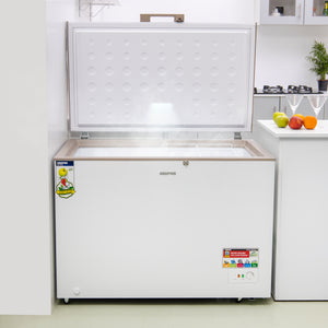 Geepas GCF3506WAH Chest Freezer | 350L Large Capacity Deep Freezer with 155W Powerful Motor| LED Light| Adjustable Thermostat| Low Noise Operation  | 1-Year Warranty