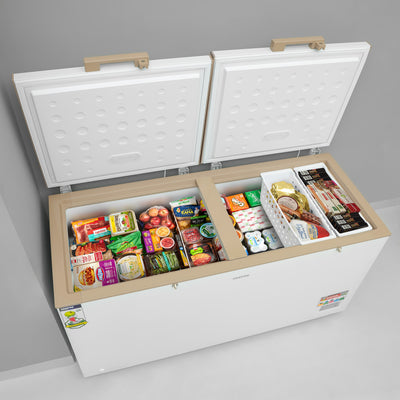 Geepas Chest Freezer- GCF55019WAH| Storage Capacity: 550 L, Frozen Temperature: -18 Degrees Celsius, Highly Efficient Monolithic Foaming and Compressor Switch Off Function