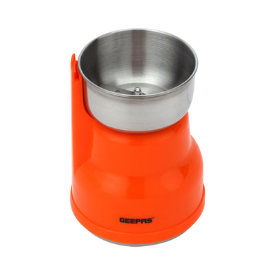 Geepas Coffee Grinder- GCG41018/40g Capacity, 150W Powerful Motor, Durable Jar and Blade/Ergonomic Grip, Perfect for Grinding Coffee Beans /Orange, 2 Years Warranty