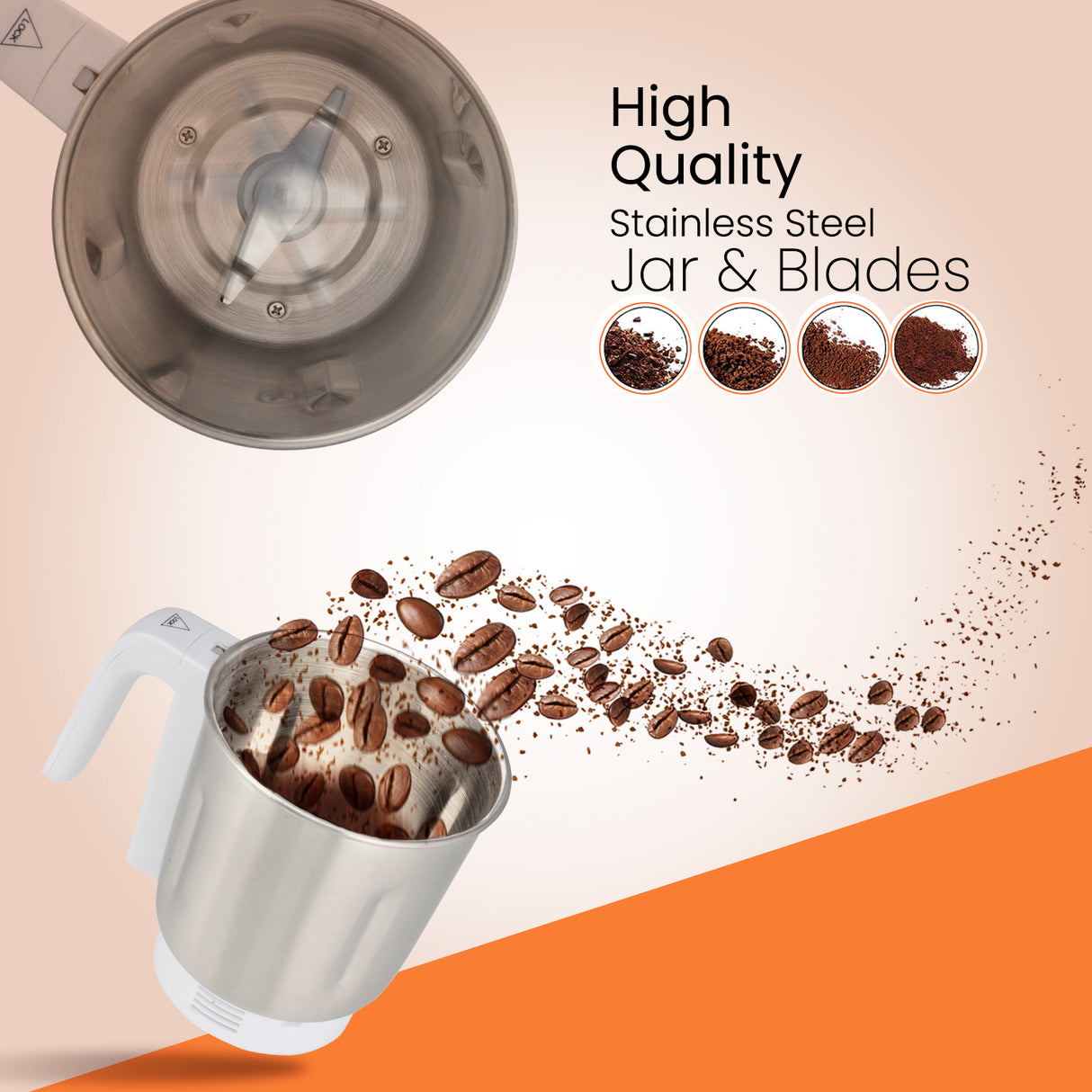 Geepas GCC6105 Food Processor | 450W |  Overheat Protection | Stainless Steel Bowl & Cutting Blade| Pulse Control | Grinder for Spices, Coffee Beans, Nuts & Dried Fruits