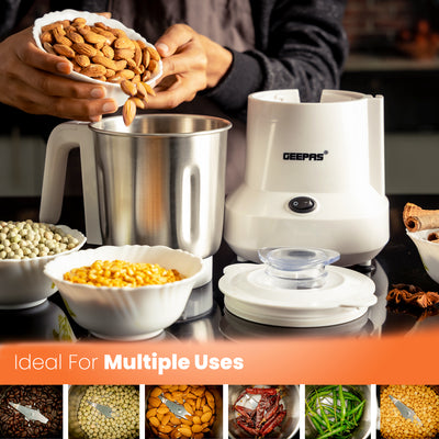 Geepas GCC6105 Food Processor | 450W |  Overheat Protection | Stainless Steel Bowl & Cutting Blade| Pulse Control | Grinder for Spices, Coffee Beans, Nuts & Dried Fruits