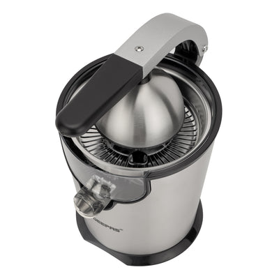Geepas Stainless Steel Citrus Juicer- GCJ46018| Juicer for Orange Juice, Lemon, and so on| Deluxe Stainless Steel Body with Aluminum Die-Casting Handle, Metallic Silver