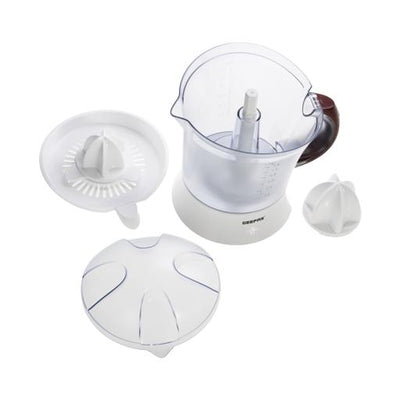 Geepas Citrus Juicer GCJ5384 | 1.2L Large Capacity Jug | 25W | Bi-Directional Twist for Maximum Juice Extraction | 2 Press Cones|  Compact Electric Citrus Juicer