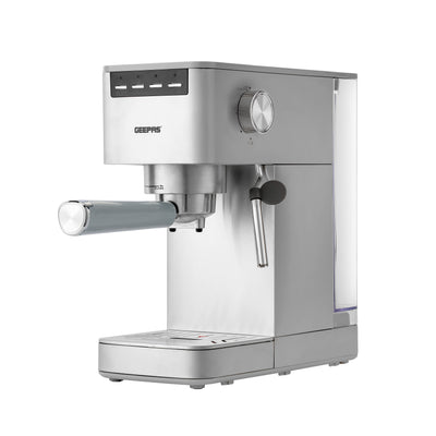 Geepas GCM1415SS Coffee Machine |20 Bar Pressure Pump| Professional Steam System| 1.5L Water Tank |Brew Espresso, Cappuccino, Latte, Mocha & More at Home|2 Years Warranty