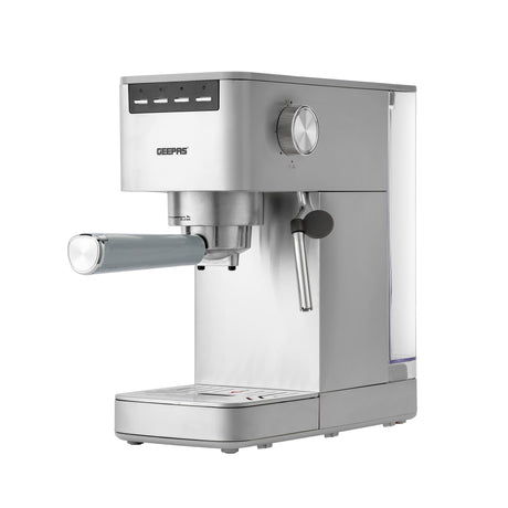 Geepas GCM1415SS Coffee Machine |20 Bar Pressure Pump| Professional Steam System| 1.5L Water Tank |Brew Espresso, Cappuccino, Latte, Mocha & More at Home|2 Years Warranty