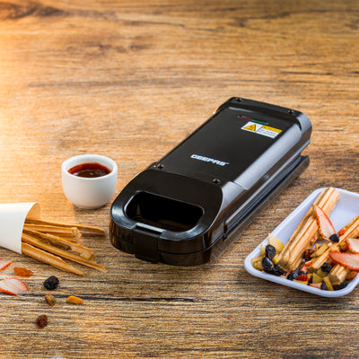 Geepas GCM36540 Churros Maker | 750W  | Non-Stick Plates for Easy Cleaning | Thermostat Controlled Temperature | Power & Ready Indicator Lights | 2-Year Warranty