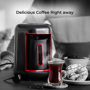 Turkish Coffee Maker, Overflow Prevention System, GCM41515|Plastic Materials with Stainless Steel Heat Plate | 4 Cups Coffee Maker with Sound Alarm System & Auto-Shut Off