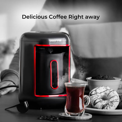 Turkish Coffee Maker, Overflow Prevention System, GCM41515|Plastic Materials with Stainless Steel Heat Plate | 4 Cups Coffee Maker with Sound Alarm System & Auto-Shut Off