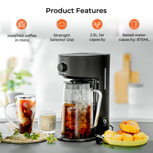 Geepas GCM41516 Ice Tea & Coffee Maker | 2.5L Jar Capacity & 875ml Water Tank | 700W Power | Auto Power-Off, Brew Strength Control, Nylon Filter | Easy to Use & Clean