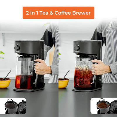 Geepas GCM41516 Ice Tea & Coffee Maker | 2.5L Jar Capacity & 875ml Water Tank | 700W Power | Auto Power-Off, Brew Strength Control, Nylon Filter | Easy to Use & Clean