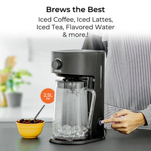 Geepas GCM41516 Ice Tea & Coffee Maker | 2.5L Jar Capacity & 875ml Water Tank | 700W Power | Auto Power-Off, Brew Strength Control, Nylon Filter | Easy to Use & Clean