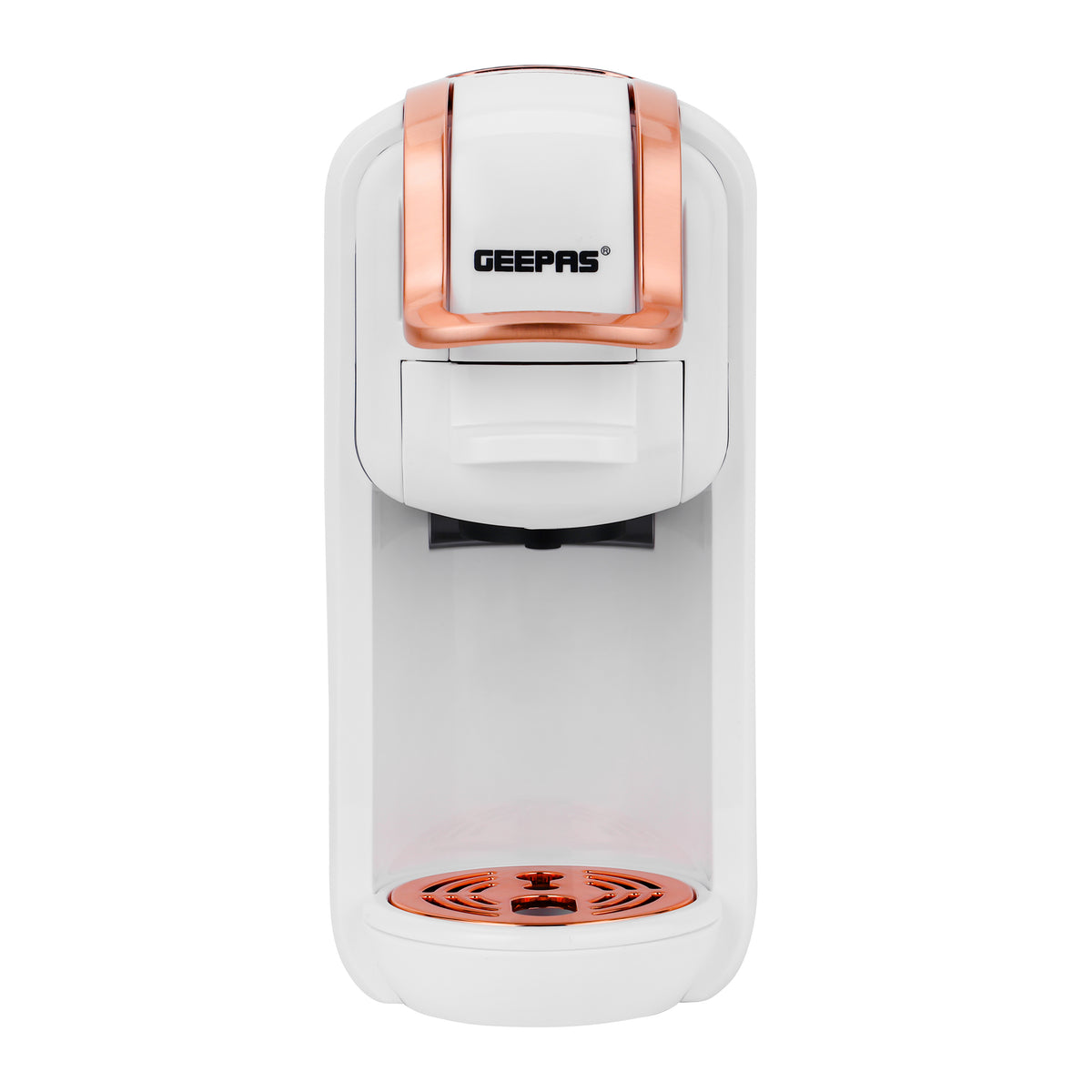Geepas 4-in-1 Capsule Coffee Machine GCM41526-WT/Compatible with Nespresso, Dolce Gusto, Fast Heating System/One-Touch Button, Removable 0.6L Water Tank,2 Years Warranty