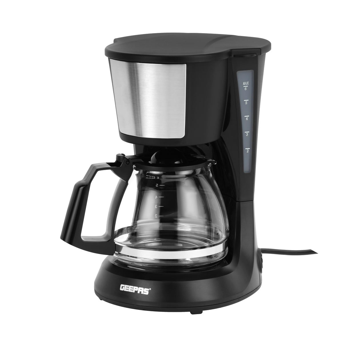 Geepas GCM41527 Coffee Maker | Glass Jar | Anti-Drip Function| Fast Brew Technology| Water Level Window | Reusable Nylon Filter | Durable Design for Home and Office