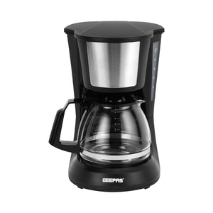 Geepas GCM41527 Coffee Maker | Glass Jar | Anti-Drip Function| Fast Brew Technology| Water Level Window | Reusable Nylon Filter | Durable Design for Home and Office