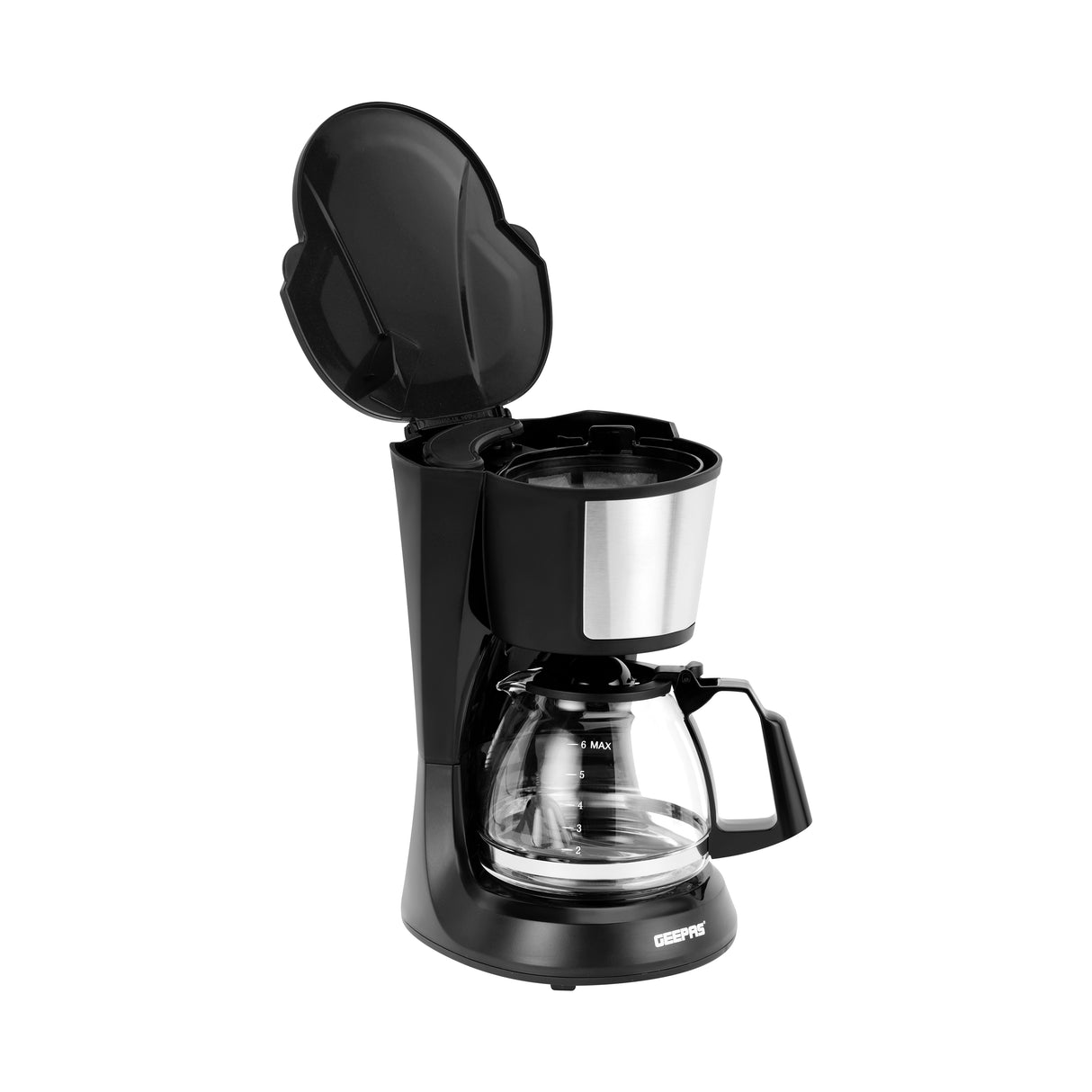Geepas GCM41527 Coffee Maker | Glass Jar | Anti-Drip Function| Fast Brew Technology| Water Level Window | Reusable Nylon Filter | Durable Design for Home and Office