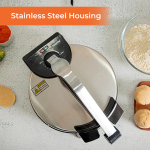 Geepas GCM6125 10 Inch Chapathi Maker | 1200W Roti Maker with Non-Stick Plates| Automatic Temperature Control | Overheat Protection | Easy to Clean | 2-Year Warranty