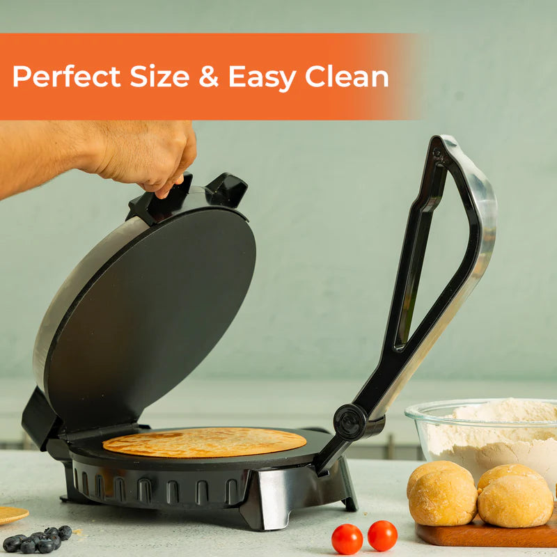 Geepas GCM6125 10 Inch Chapathi Maker | 1200W Roti Maker with Non-Stick Plates| Automatic Temperature Control | Overheat Protection | Easy to Clean | 2-Year Warranty