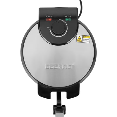 Geepas GCM6125 10 Inch Chapathi Maker | 1200W Roti Maker with Non-Stick Plates| Automatic Temperature Control | Overheat Protection | Easy to Clean | 2-Year Warranty