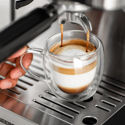 Geepas GCMG1325S Espresso & Cappuccino Coffee Machine | 20 Bar High-Pressure Pump, Built-In Coffee Grinder, Frothing Steam Wand, Dual Filter | A43 Platinum Series