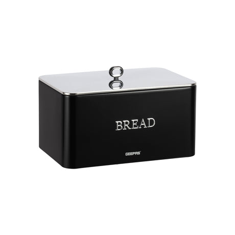 Geepas GCS63081UK-BK 13L Bread Bin | Carbon Steel Retro Kitchen Bread Box with Secure Lid | Large Capacity Countertop Storage Container|  Rust-Resistant & Easy to Clean