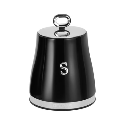 Geepas GCS63082UK-BK 3PCS Kitchen Canisters Set | Airtight Carbon Steel Storage Jars | Silicone Seal | Stainless Steel Lid | Perfect for Tea, Sugar & Coffee Storage