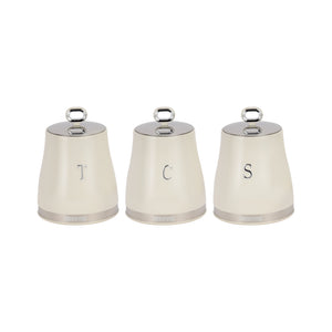 Geepas GCS63082UK-CR 3PCS Kitchen Canisters Set | Airtight Carbon Steel Storage Jars | Silicone Seal | Stainless Steel Lid | Perfect  for Tea, Sugar & Coffee Storage