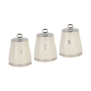 Geepas GCS63082UK-CR 3PCS Kitchen Canisters Set | Airtight Carbon Steel Storage Jars | Silicone Seal | Stainless Steel Lid | Perfect  for Tea, Sugar & Coffee Storage
