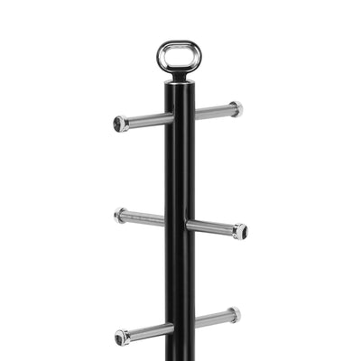Geepas GCS63083UK-BK Mug Tree and Towel Pole | Carbon Steel Free-Standing Mug Holder & Kitchen Roll Stand | Non-Slip Base| Rust-Resistant Design for Modern Kitchens
