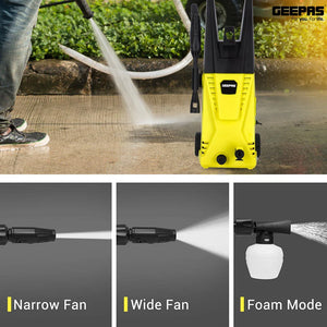 Geepas GCW19027 High Pressure Washer | 135BAR Powerful Cleaning Machine with 3000W Motor | 5M Hose & Cable | Detergent Bottle | Quick Connect System | Aluminium Pump