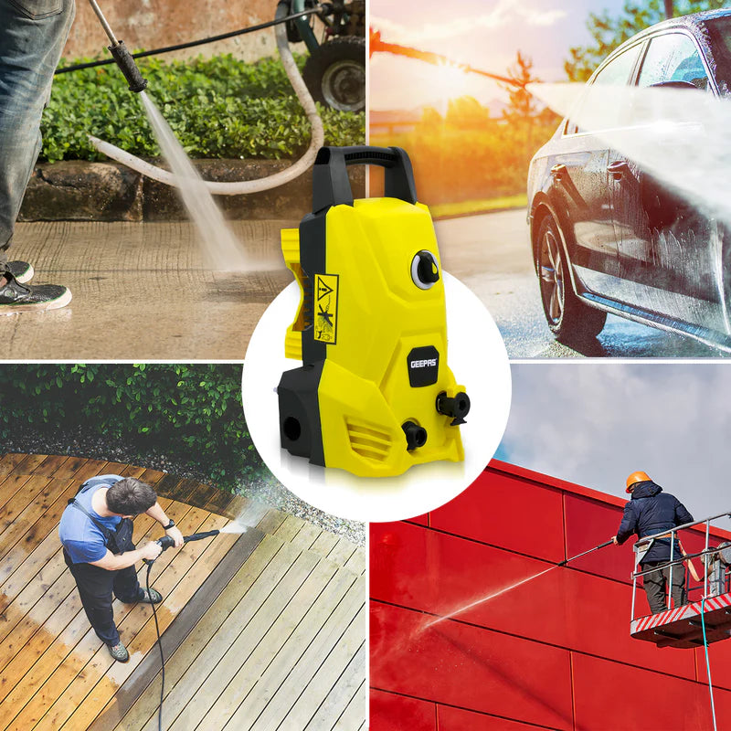 Geepas GCW19029 High Pressure Washer | 105BAR Power Washer with 2500W Motor | Ideal for Car, Bike, Patio & Home Cleaning | Compact Design | High Efficiency Performance