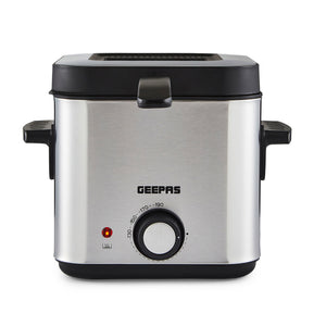 Geepas GDF36012UK 1.5L Deep Fryer with Adjustable Temperature Control | Heating Indicator Light | Cool Touch Handles | Stainless Steel Body for Crispy Fried Foods