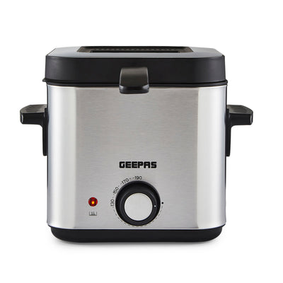 Geepas GDF36012UK 1.5L Deep Fryer with Adjustable Temperature Control | Heating Indicator Light | Cool Touch Handles | Stainless Steel Body for Crispy Fried Foods