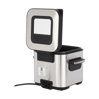 Geepas GDF36012UK 1.5L Deep Fryer with Adjustable Temperature Control | Heating Indicator Light | Cool Touch Handles | Stainless Steel Body for Crispy Fried Foods