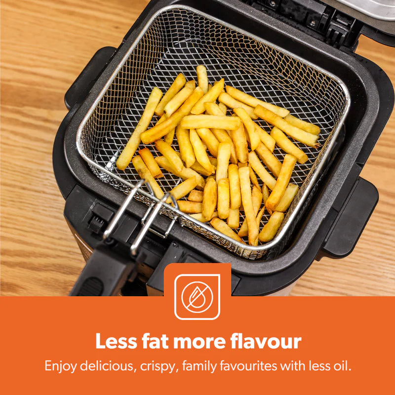 Geepas GDF36014 Deep Fryer, Adjustable Temperature 130-190C with 30 Minute Timer & Indicator Light | Non-Stick Inner Pot | Perfect for French Fries, Chicken Wings