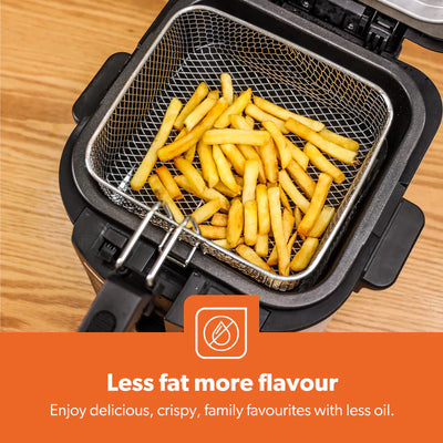 Geepas GDF36014 Deep Fryer, Adjustable Temperature 130-190C with 30 Minute Timer & Indicator Light | Non-Stick Inner Pot | Perfect for French Fries, Chicken Wings