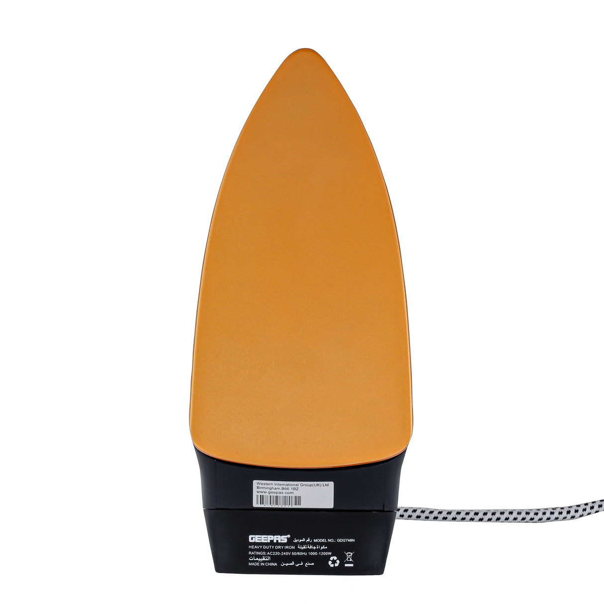 Geepas GDI2748 Heavy Duty Dry Iron | 1200W with Ceramic Coated Soleplate | Auto Cut-Off Thermostat| Adjustable Temperature Control for Safe & Smooth Ironing at Home