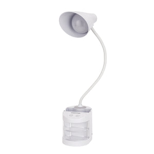 Geepas GDL53039 Rechargeable Reading Lamp |Table Light with Pencil Vase, Transparent Storage Box, Adjustable Silicone Tube, Lithium Battery, 12H Backup, 2Year Warranty