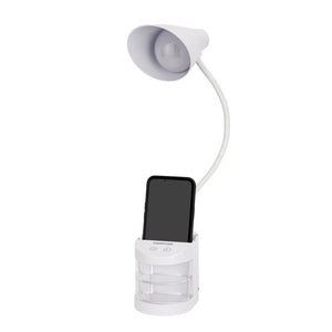 Geepas GDL53039 Rechargeable Reading Lamp |Table Light with Pencil Vase, Transparent Storage Box, Adjustable Silicone Tube, Lithium Battery, 12H Backup, 2Year Warranty