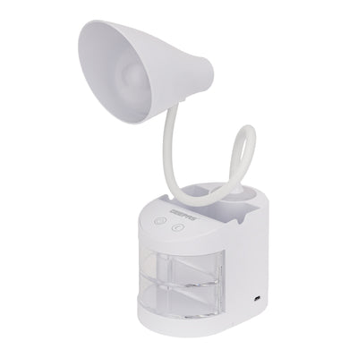 Geepas GDL53039 Rechargeable Reading Lamp |Table Light with Pencil Vase, Transparent Storage Box, Adjustable Silicone Tube, Lithium Battery, 12H Backup, 2Year Warranty