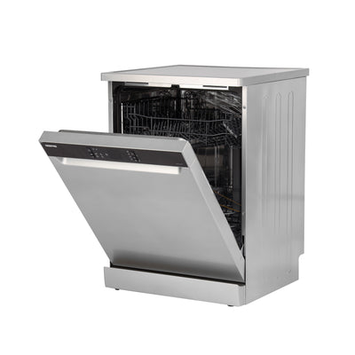 Geepas Free Standing Dishwasher GDW1354SV | 13 Place Settings, 2 Baskets, Stainless Steel Tub, 5 Wash Programs, Delay Timer, LED Display, Child Lock, 2Year Warranty