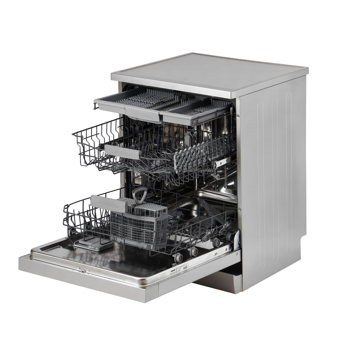Geepas Free Standing Dishwasher GDW1584SV | 15 Place Settings, 3 Baskets, Stainless Steel Tub, 8 Programs, Delay Timer, LED Display, Child Lock, 2 Year Warranty