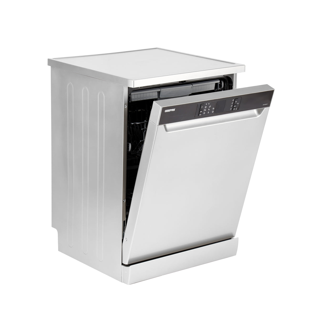 Geepas Free Standing Dishwasher GDW1584SV | 15 Place Settings, 3 Baskets, Stainless Steel Tub, 8 Programs, Delay Timer, LED Display, Child Lock, 2 Year Warranty