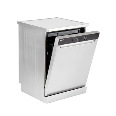 Geepas Free Standing Dishwasher GDW1584SV | 15 Place Settings, 3 Baskets, Stainless Steel Tub, 8 Programs, Delay Timer, LED Display, Child Lock, 2 Year Warranty