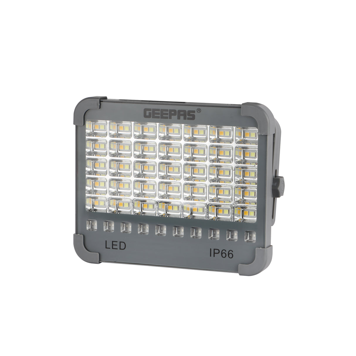 Geepas GE51069 Rechargeable Solar Light | 90 SMD LEDs | Dual USB & Solar Charging| 4800mAh Battery| IP66 Waterproof Design & Multi-Mode Bright Lighting for Outdoor Use