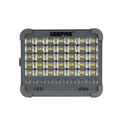 Geepas GE51069 Rechargeable Solar Light | 90 SMD LEDs | Dual USB & Solar Charging| 4800mAh Battery| IP66 Waterproof Design & Multi-Mode Bright Lighting for Outdoor Use