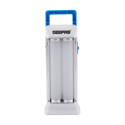 Geepas GE53013 Rechargeable Emergency Lantern |18 SMD LEDs| 4V 1200mAh Lead-Acid Battery|4 Hours Runtime| Dual-Tube Bright Light| DC 5V Input| Reliable Emergency Lighting