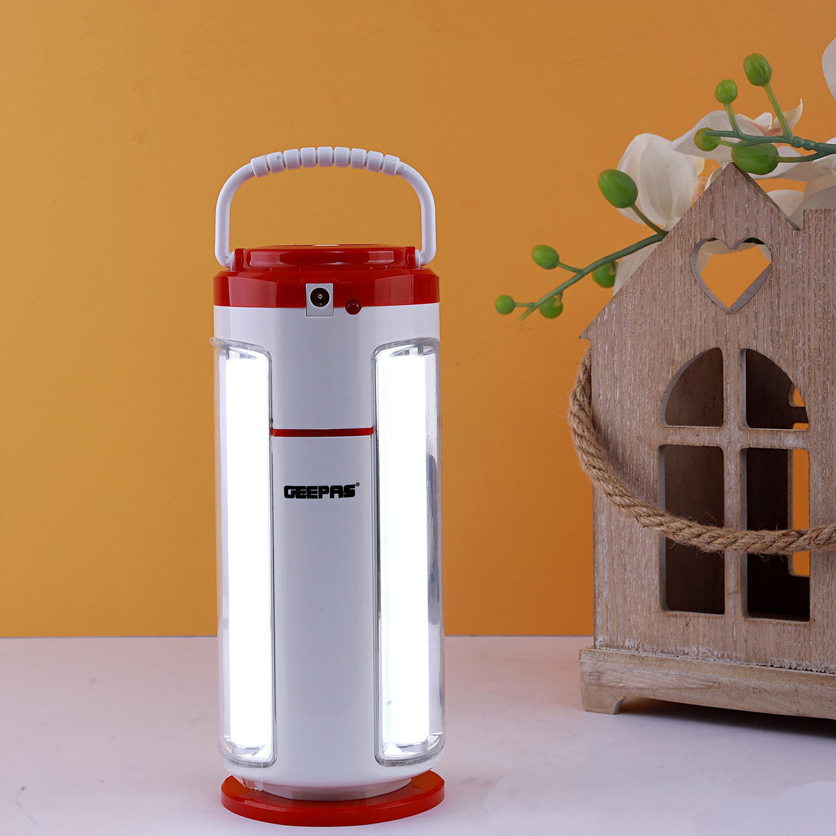 Geepas GE53023 Rechargeable LED Lantern |7 Hours Runtime| 5.6V Long-Lasting Battery| 360° Bright Lighting| Overcharge Protection| Ideal for Emergencies | 2 Years Warranty