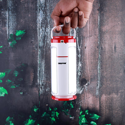 Geepas GE53023 Rechargeable LED Lantern |7 Hours Runtime| 5.6V Long-Lasting Battery| 360° Bright Lighting| Overcharge Protection| Ideal for Emergencies | 2 Years Warranty
