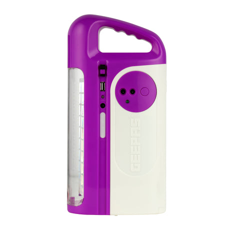 Geepas GE53035 Rechargeable LED Lantern with Solar Panel | 30 SMD LED Emergency Light | 2 LED Bulbs | USB Mobile Charging |Automatic Lighting During Power Failure